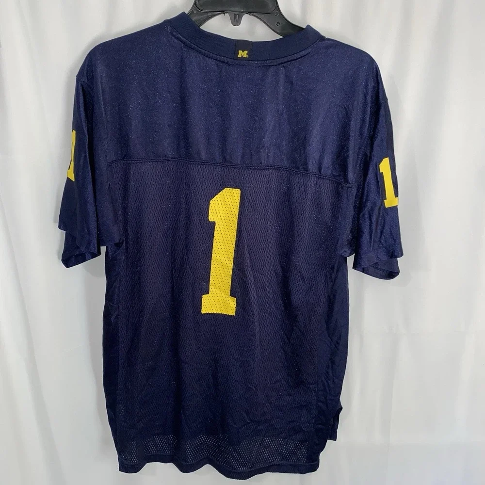 Adidas Michigan Wolverines #1 Blue Football Jersey Youth Size XL 18-20